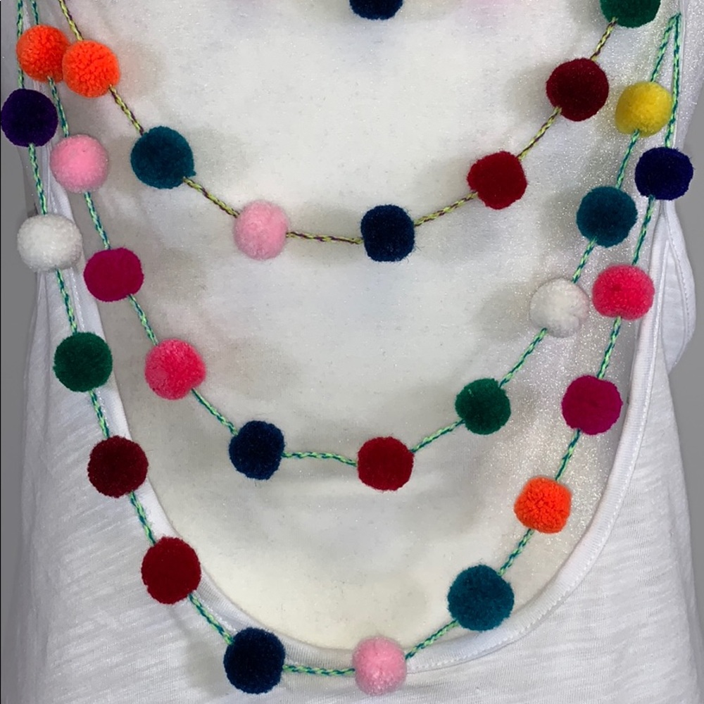 Pitusa White Cotton Dress multicolored Pom Poms - Picture 6 of 8